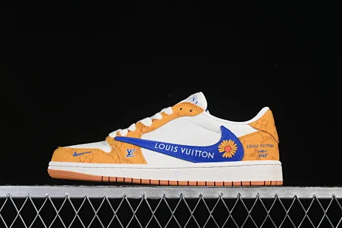 All categories Air Jordan Jordan series basketball shoes Air Jordan 1 Low High-end customized low-top sneakers Travis Scott x Fragment Design x Air Jordan 1 Low OG SP AJ1 Joe 1 joint name Yellow and blue Daisy low-top cultural casual sneakers DZ2688-001